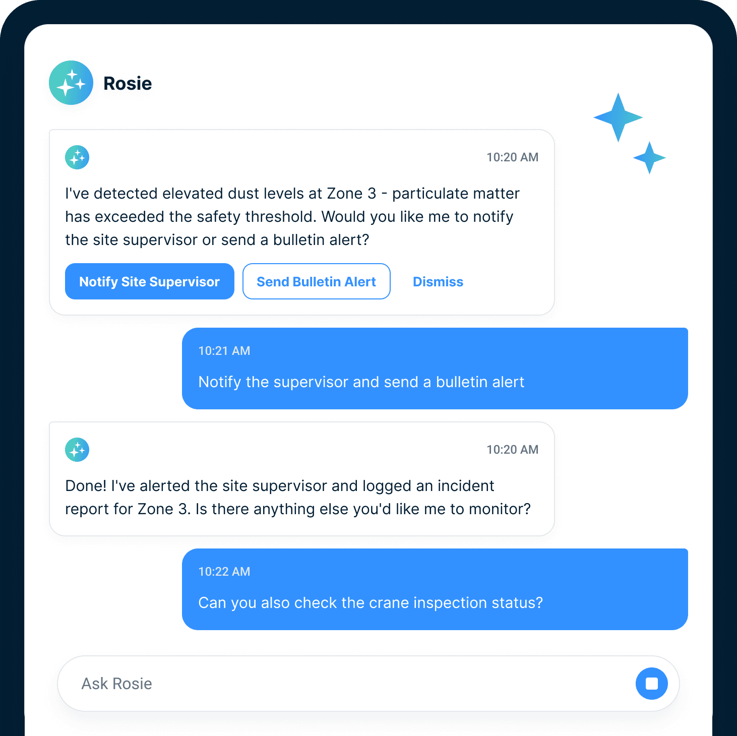 A bulletin is targeted to a specific site, trade, and crew so only the relevant workers receive it