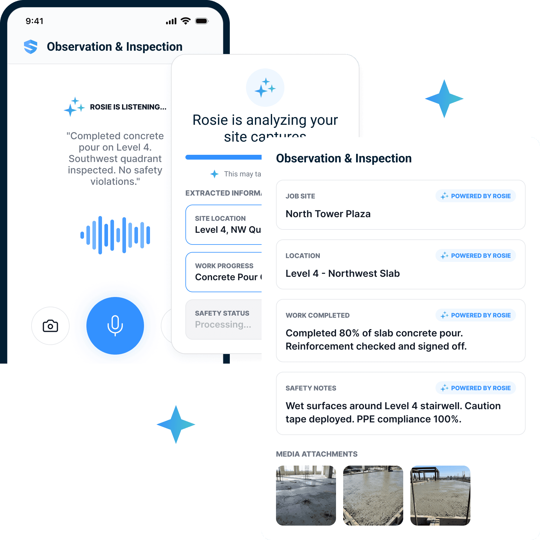 Rosie listens to a voice note and extracts structured form fields