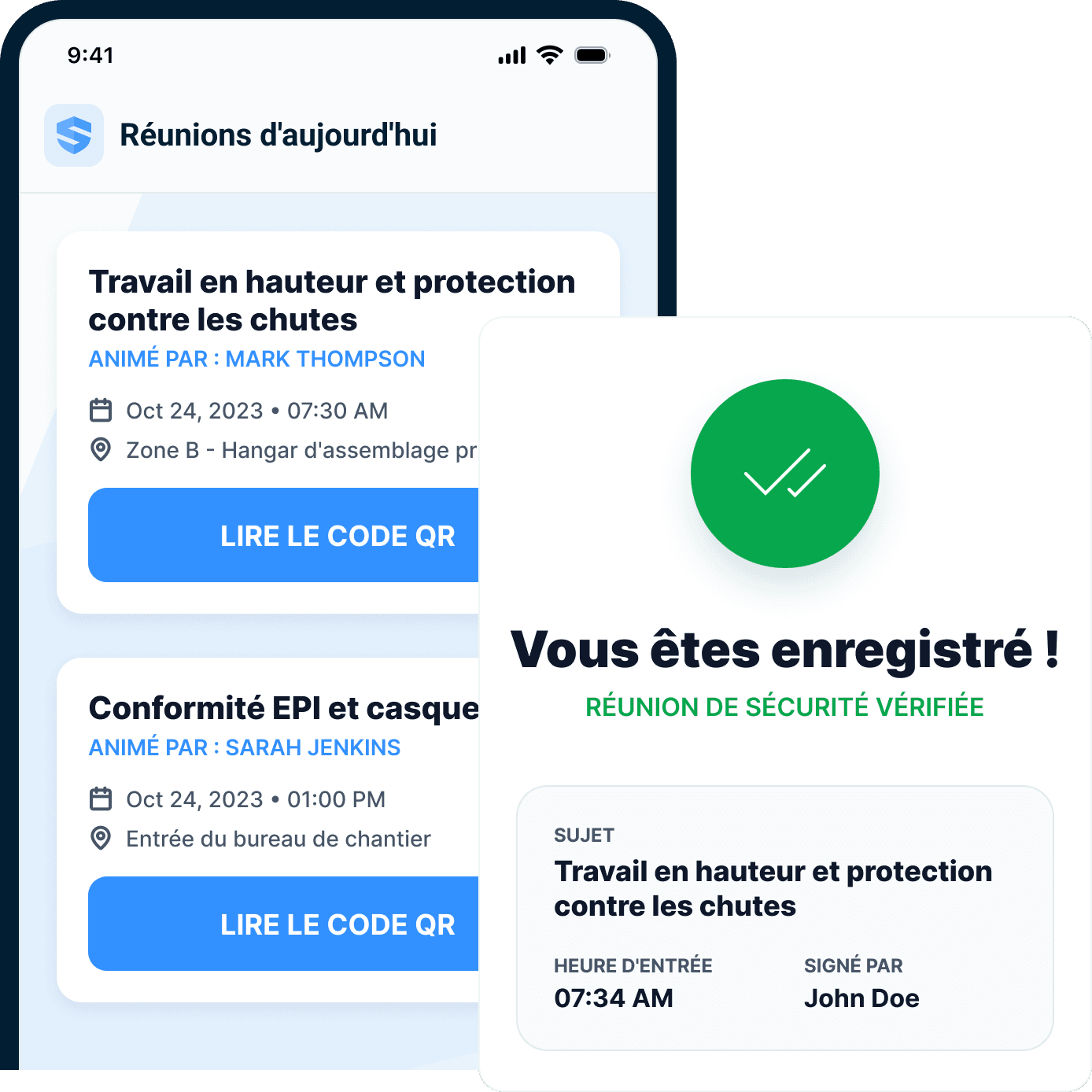 La présence aux pauses-sécurité saisie par l'inscription au code QR, chaque travailleur étant horodaté