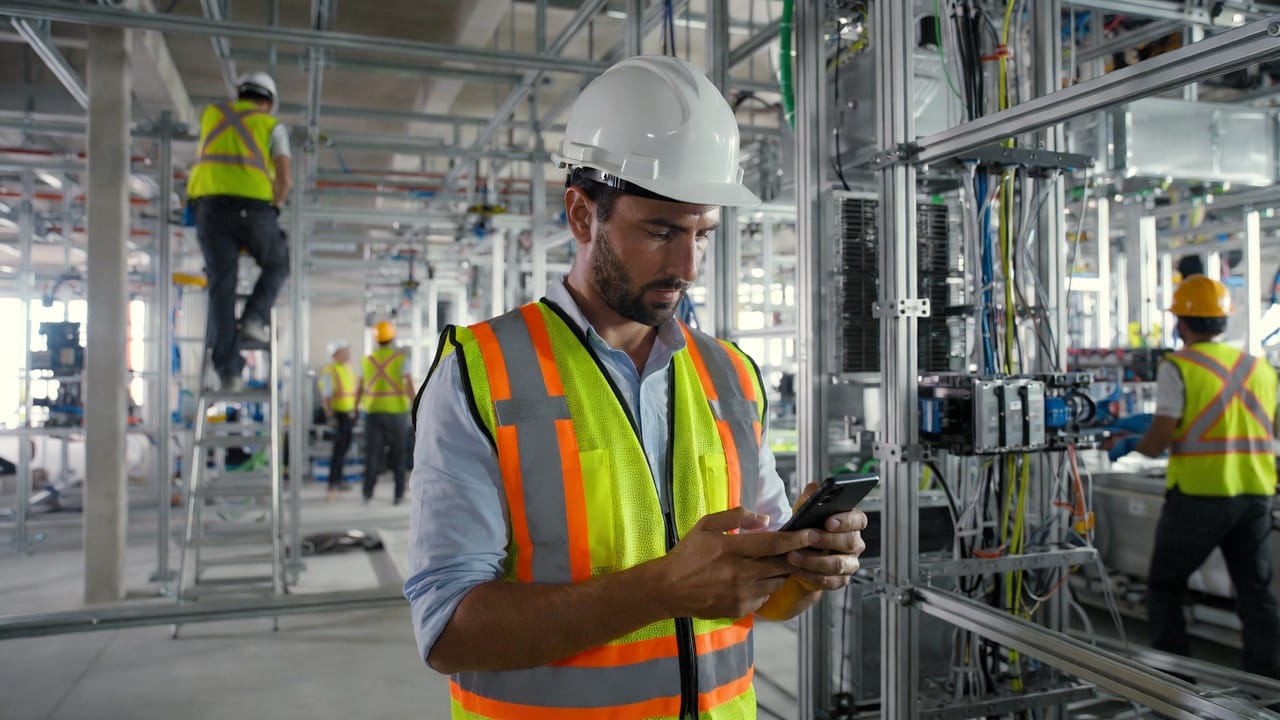 Construction safety software used by an electrical trade contractor in the field
