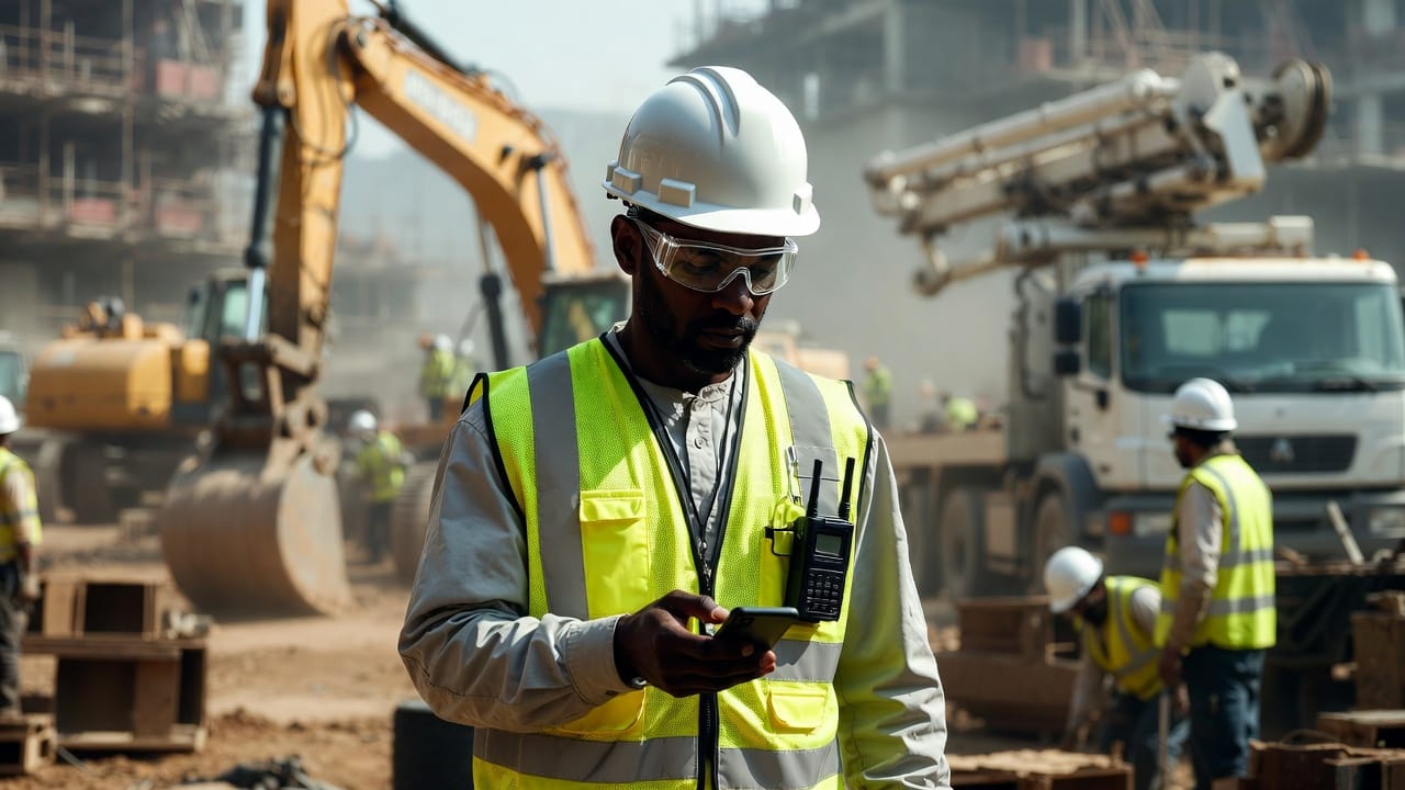 Construction safety software used by a heavy civil crew on a remote jobsite