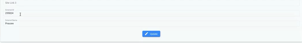 SALUS site settings showing the linked Procore project ID.